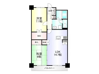 シャトレ大手町N棟(2LDK/2階)の間取り写真