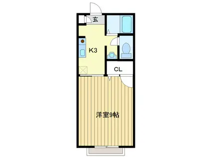 ヒーローレジデンス(1K/1階)の間取り写真