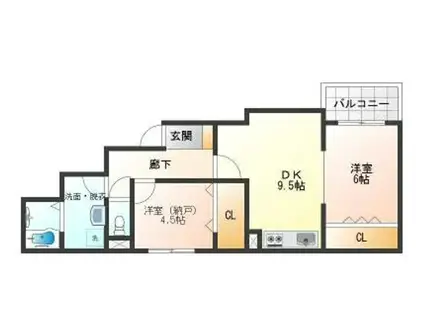 HEALING GRACE 高槻高西町A棟(2LDK/3階)の間取り写真