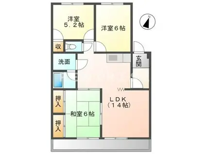 ロイヤルハイム(3LDK/2階)の間取り写真