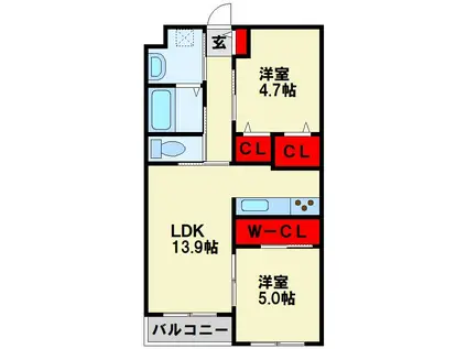 キャンファマンションV(2LDK/3階)の間取り写真
