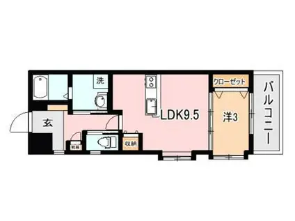 エルシオン騎射場(1LDK/7階)の間取り写真