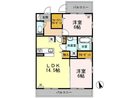 ALLURE(2LDK/3階)の間取り写真