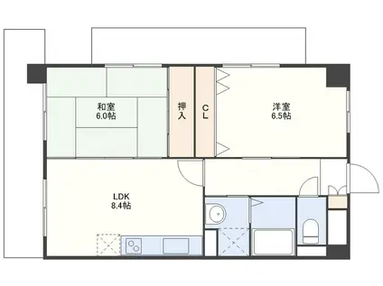 ラングザーム本原(2LDK/2階)の間取り写真