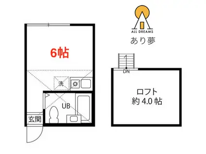 井土ヶ谷マリンルージュ(ワンルーム/1階)の間取り写真