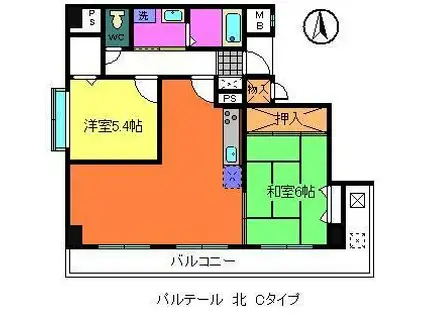 パルテール 北(2LDK/4階)の間取り写真