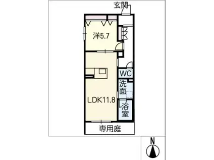 シャーメゾン岩塚(1LDK/1階)の間取り写真