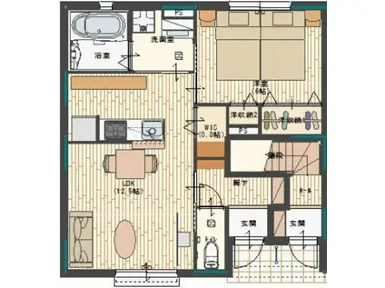 ハレ井ノ口(1LDK/1階)の間取り写真