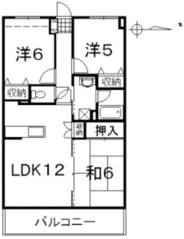 クニヒロマンションG(3LDK/1階)の間取り写真