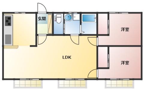 サンシティ嶺田(2LDK/2階)の間取り写真
