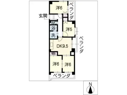 ロワールパーク(4DK/6階)の間取り写真