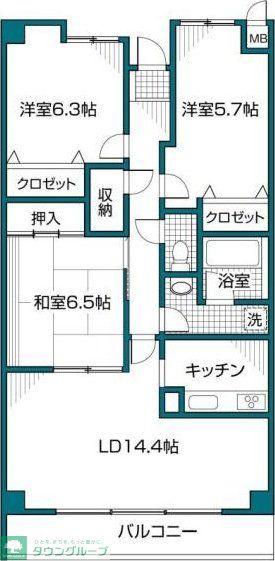 グランドアベニュー(3LDK/3階)の間取り写真