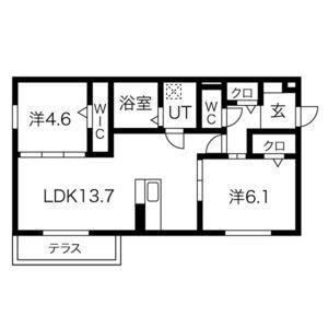LICORICE B棟 B棟(2LDK/3階)の間取り写真