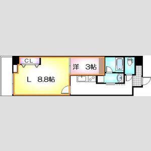 セントフィオーレ松葉(1SK/3階)の間取り写真