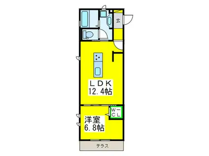 ムーラン ア ヴァンB(1LDK/1階)の間取り写真