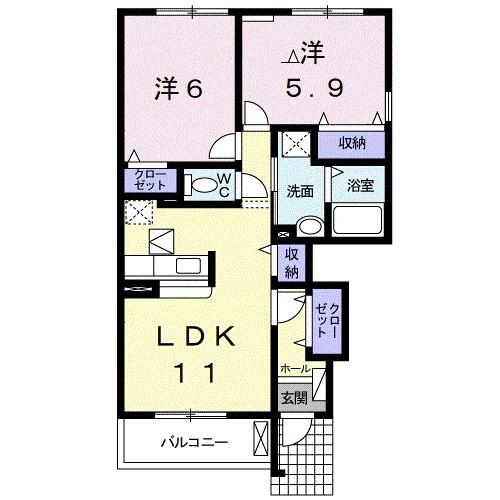 グラン・ポシビリテ III(2LDK/1階)の間取り写真