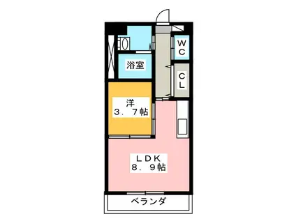 ラ・フェリオ E(1LDK/2階)の間取り写真