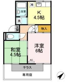プレジール三島(2K/1階)の間取り写真