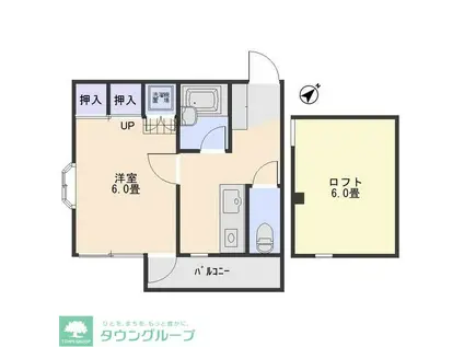 ホワイトパレス下小出(1K/2階)の間取り写真