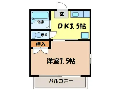 シングルハイツ濱口I(1DK/1階)の間取り写真