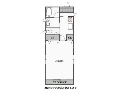カサオリーブ(1K/2階)の間取り写真