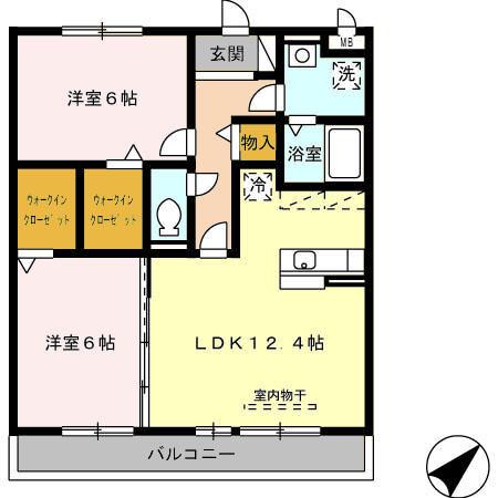 ハピネス星崎(2LDK/2階)の間取り写真