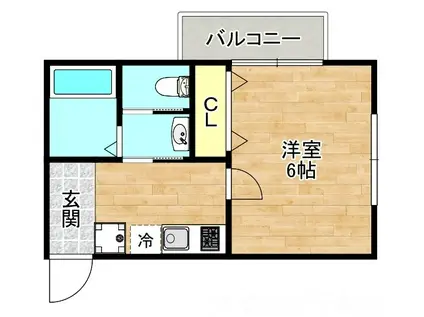 プチベルン平野(1K/1階)の間取り写真