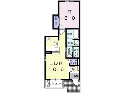 サンパテーク I(1LDK/1階)の間取り写真
