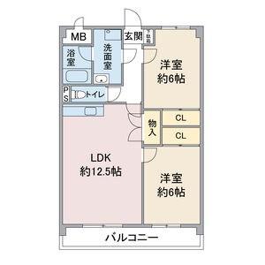 エンドール吉根(2LDK/3階)の間取り写真