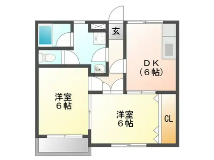 ルフラン相生(2DK/1階)の間取り写真