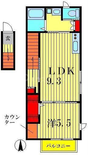 ラシーネ鎌倉(1LDK/2階)の間取り写真