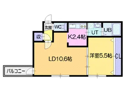 アネトス新札幌(1LDK/5階)の間取り写真