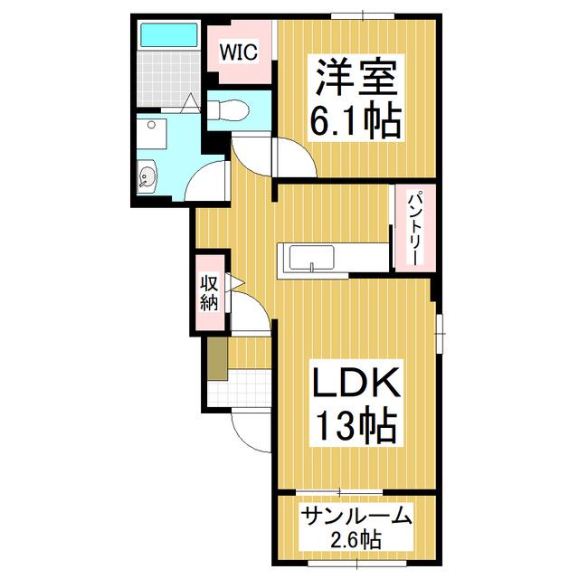 エルザI(1LDK/1階)の間取り写真
