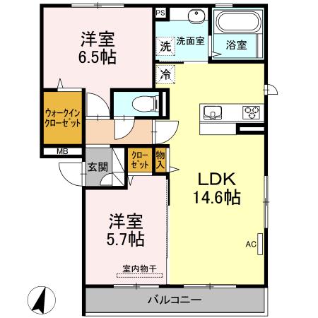 D-ROOMSK(2LDK/2階)の間取り写真