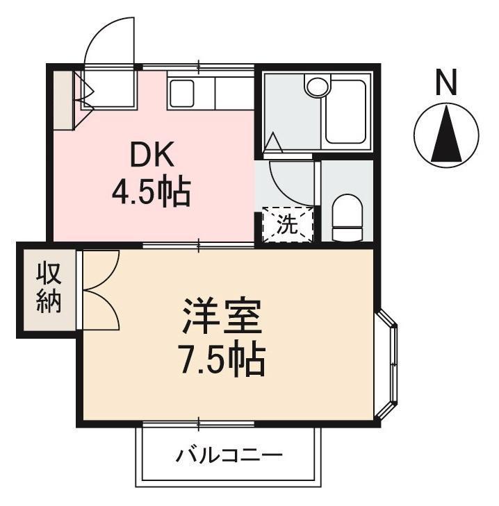 ガーデニアI(1DK/2階)の間取り写真