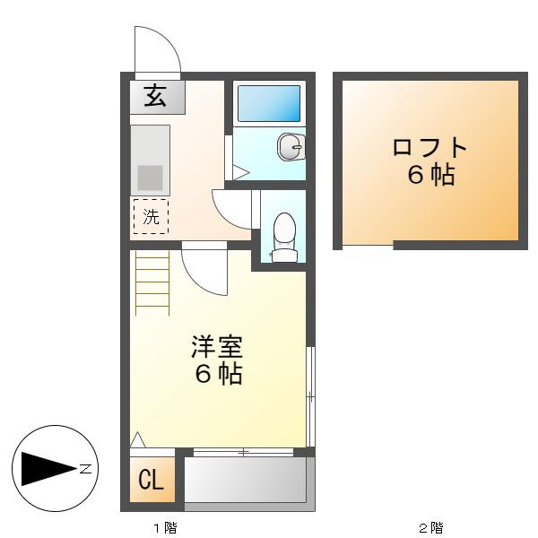 ロイヤルアスコット(1K/2階)の間取り写真