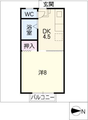 コーポチェリー(1DK/1階)の間取り写真
