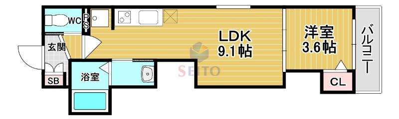 GRAND FORT(1LDK/2階)の間取り写真