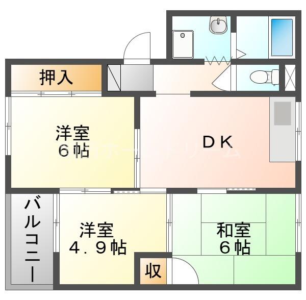 K・タウンコート(3DK/2階)の間取り写真