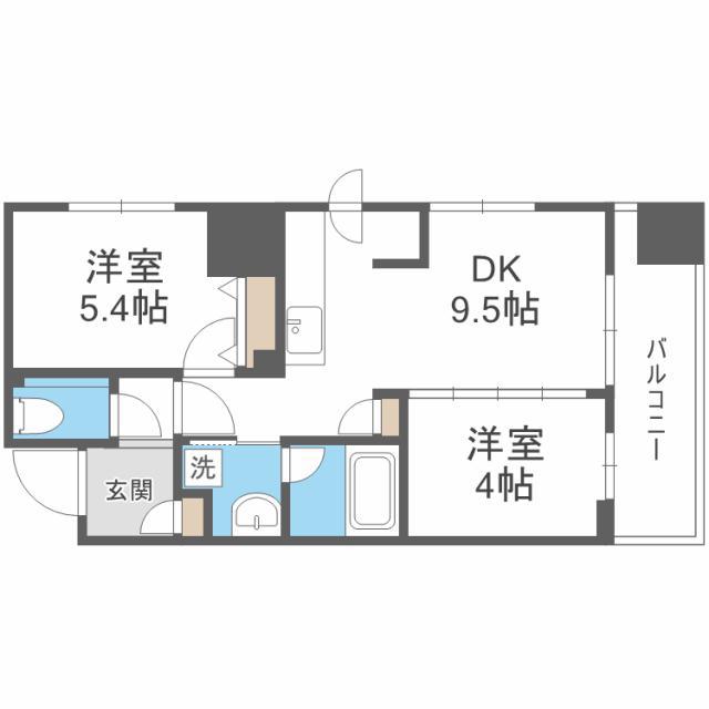 ラ・クラッセ札幌シティフロント(2LDK/15階)の間取り写真