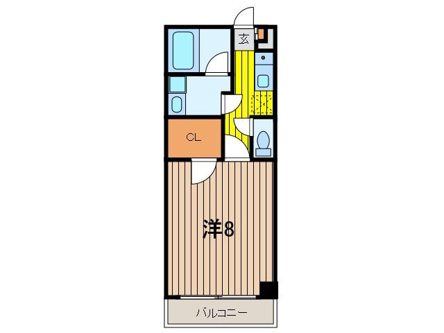 マンション小勝(1K/2階)の間取り写真