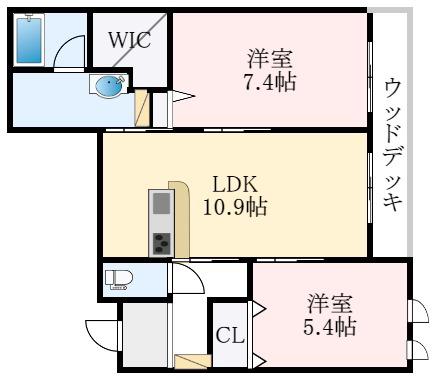 シャーメゾン アンビエラ(2LDK/1階)の間取り写真