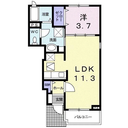 グランデ・ソーレ(1LDK/1階)の間取り写真