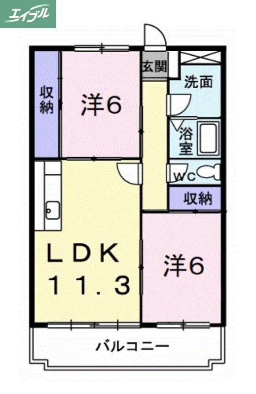 あかねランド(2LDK/3階)の間取り写真