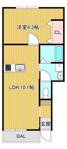 サンキュ阿南(1LDK/1階)の間取り写真