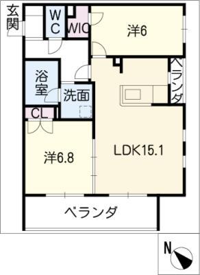 LE CIEL BLEU(2LDK/2階)の間取り写真