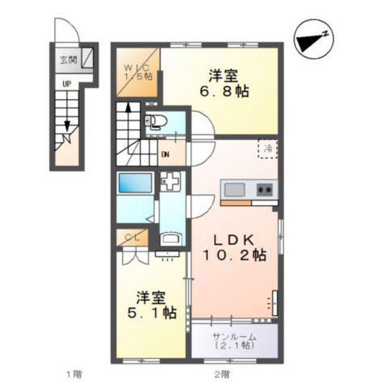 PLAINE掛尾(2LDK/2階)の間取り写真