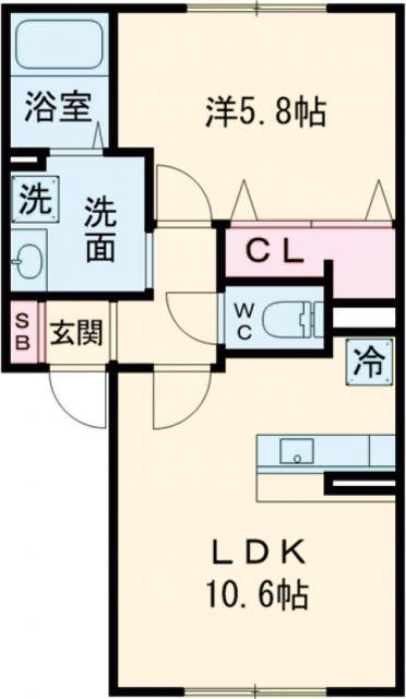 FIRST SKY K(1LDK/2階)の間取り写真