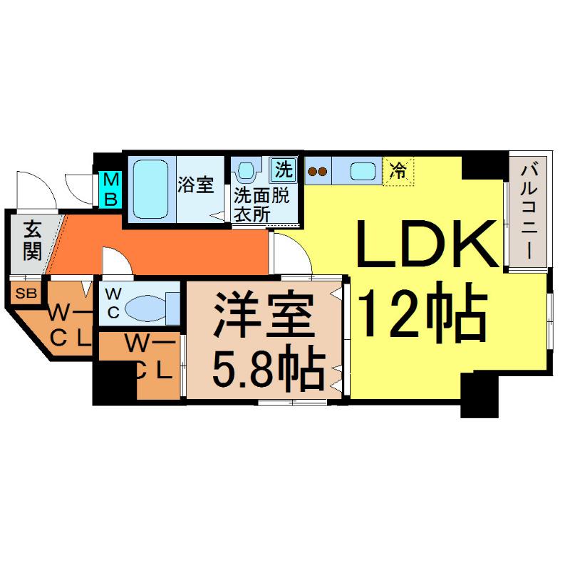 ロア金山(1LDK/2階)の間取り写真