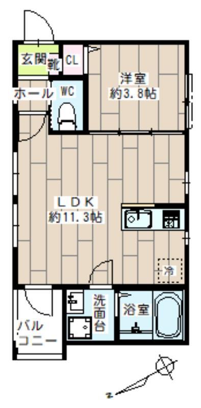 シェソワ東大井(1LDK/3階)の間取り写真